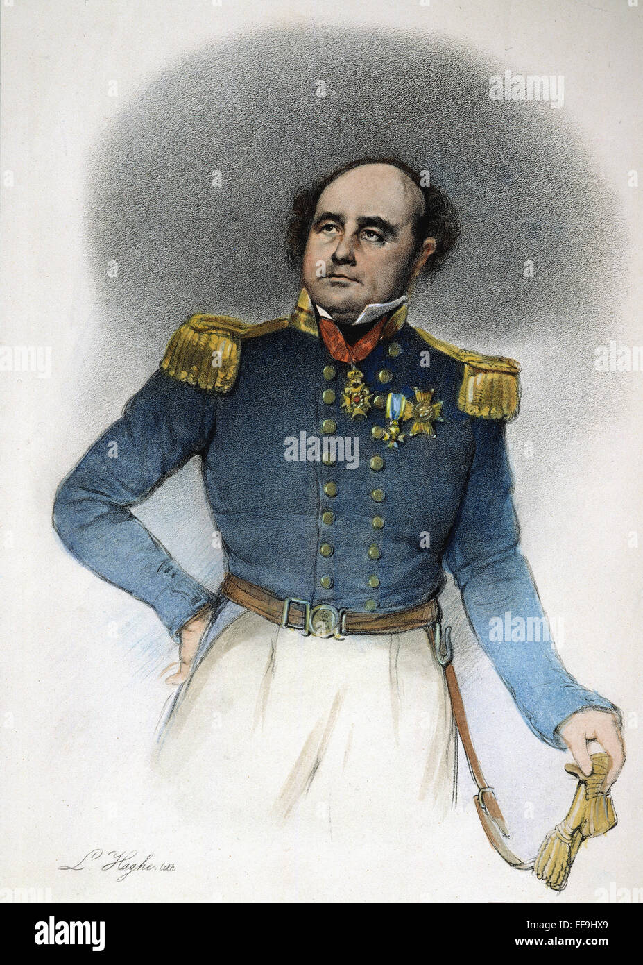 SIR JOHN FRANKLIN/n(1786-1847). Officier de la marine anglaise et explorateur de l'Arctique. Lithographie, 19ème siècle. Banque D'Images