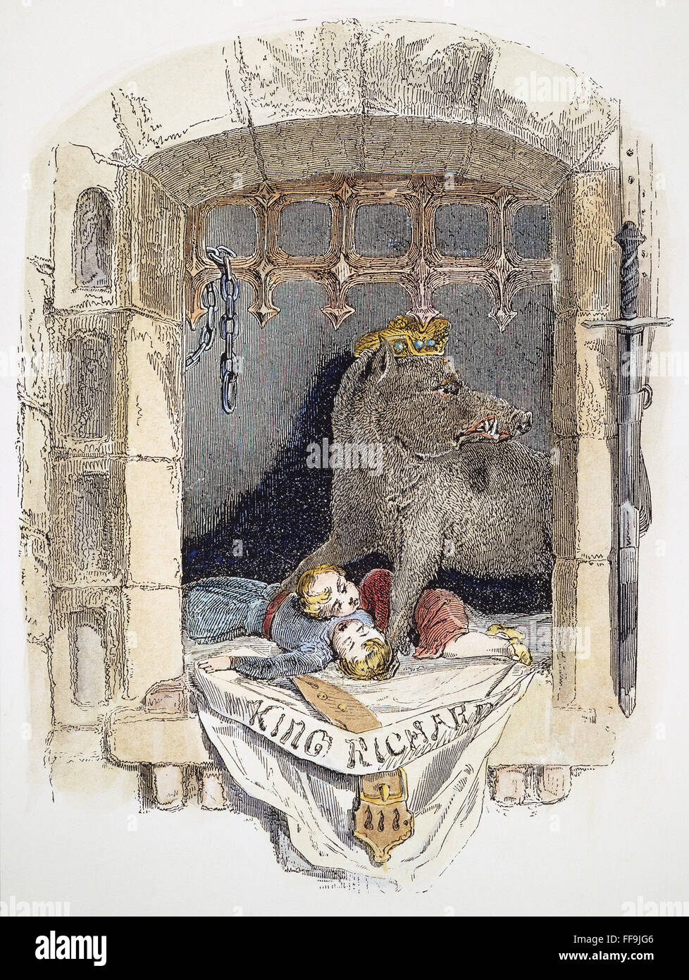 Le roi Richard III. /NTitle page d'une édition du 19e siècle William Shakespeare's 'le roi Richard III", la gravure sur bois d'après sir John Gilbert (1817-1897). Banque D'Images