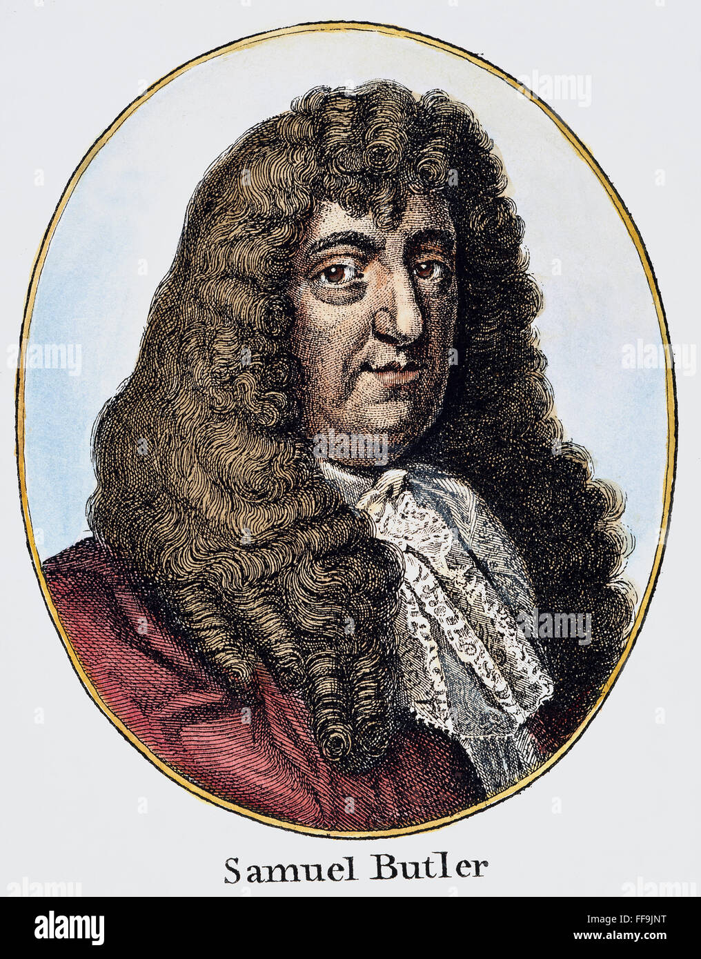 SAMUEL BUTLER (1612-1680). /NEnglish : gravure, poète anglais, 1819. Banque D'Images