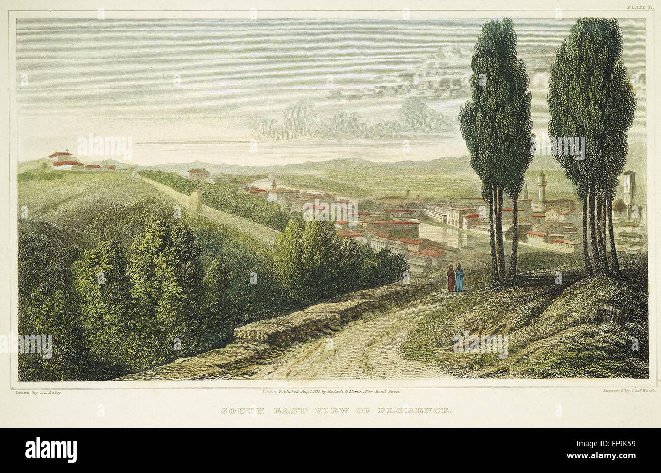 FLORENCE, ITALIE, 1818. /NSouth vue de l'Est de Florence, Italie : gravure sur acier, anglais, 1818. Banque D'Images
