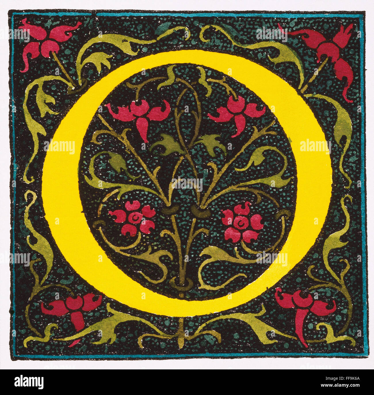 'O' initiale, 1520. /NWoodblock "O" initial de Paris, vers 1520. Banque D'Images