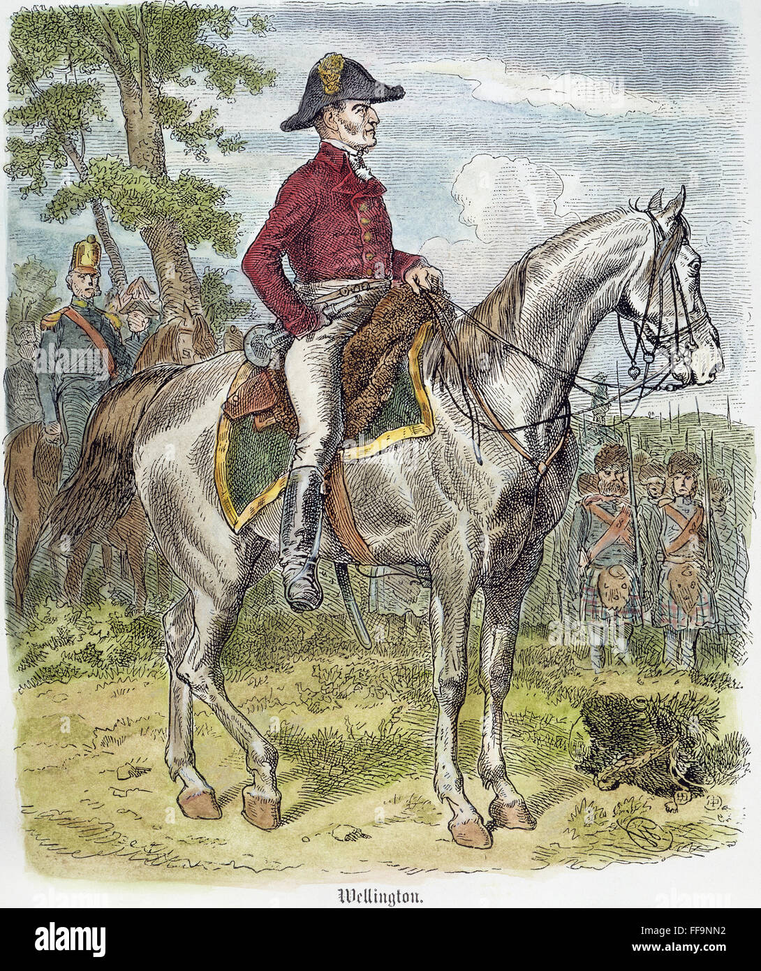 Duc de Wellington /n(1769-1852). Arthur Wellesley, 1er duc de Wellington. Anglais général et homme d'État. La gravure sur bois, l'allemand, 19e siècle. Banque D'Images