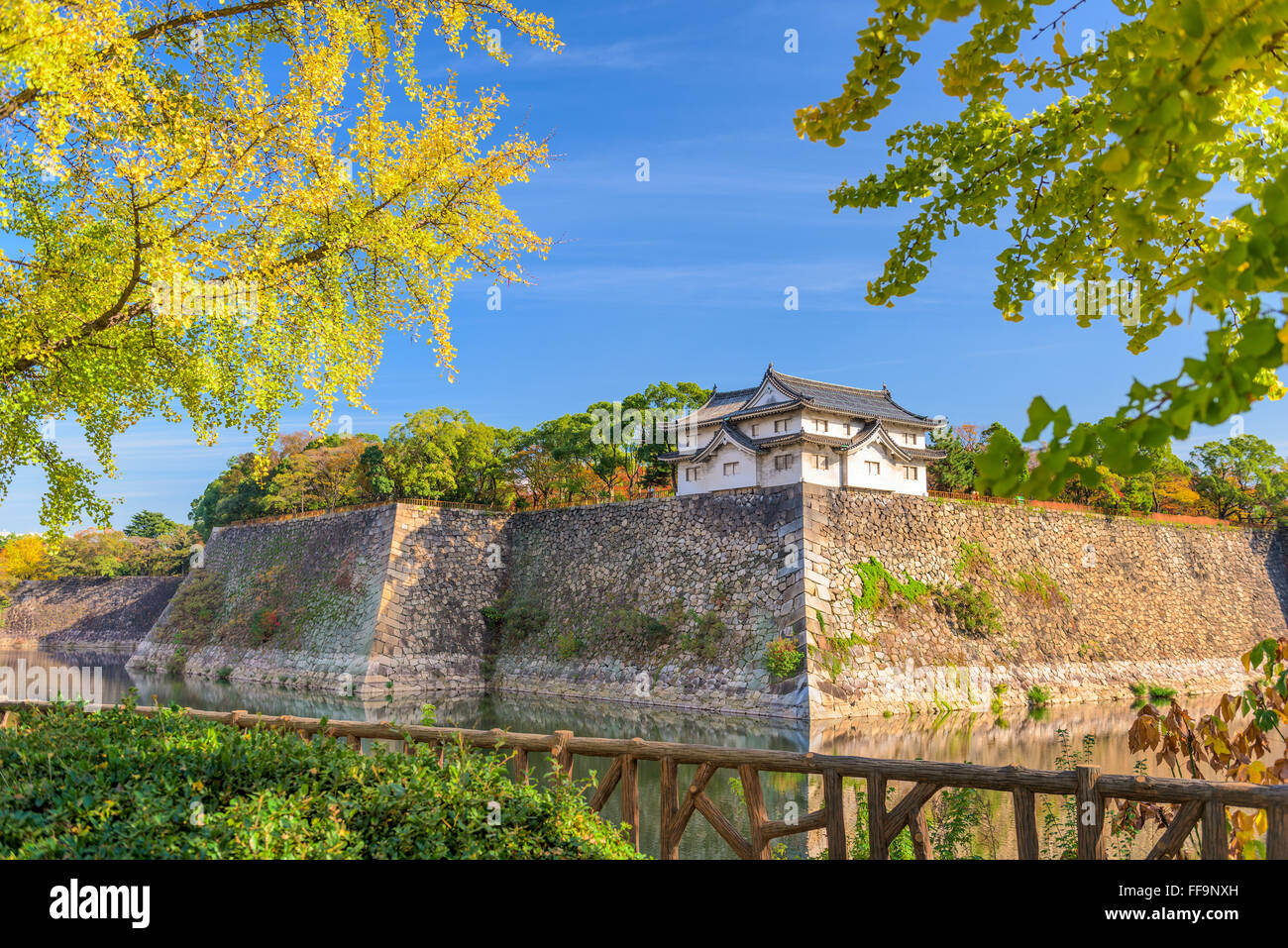 Château d'Osaka, Japon tour d'angle au cours de l'automne. Banque D'Images