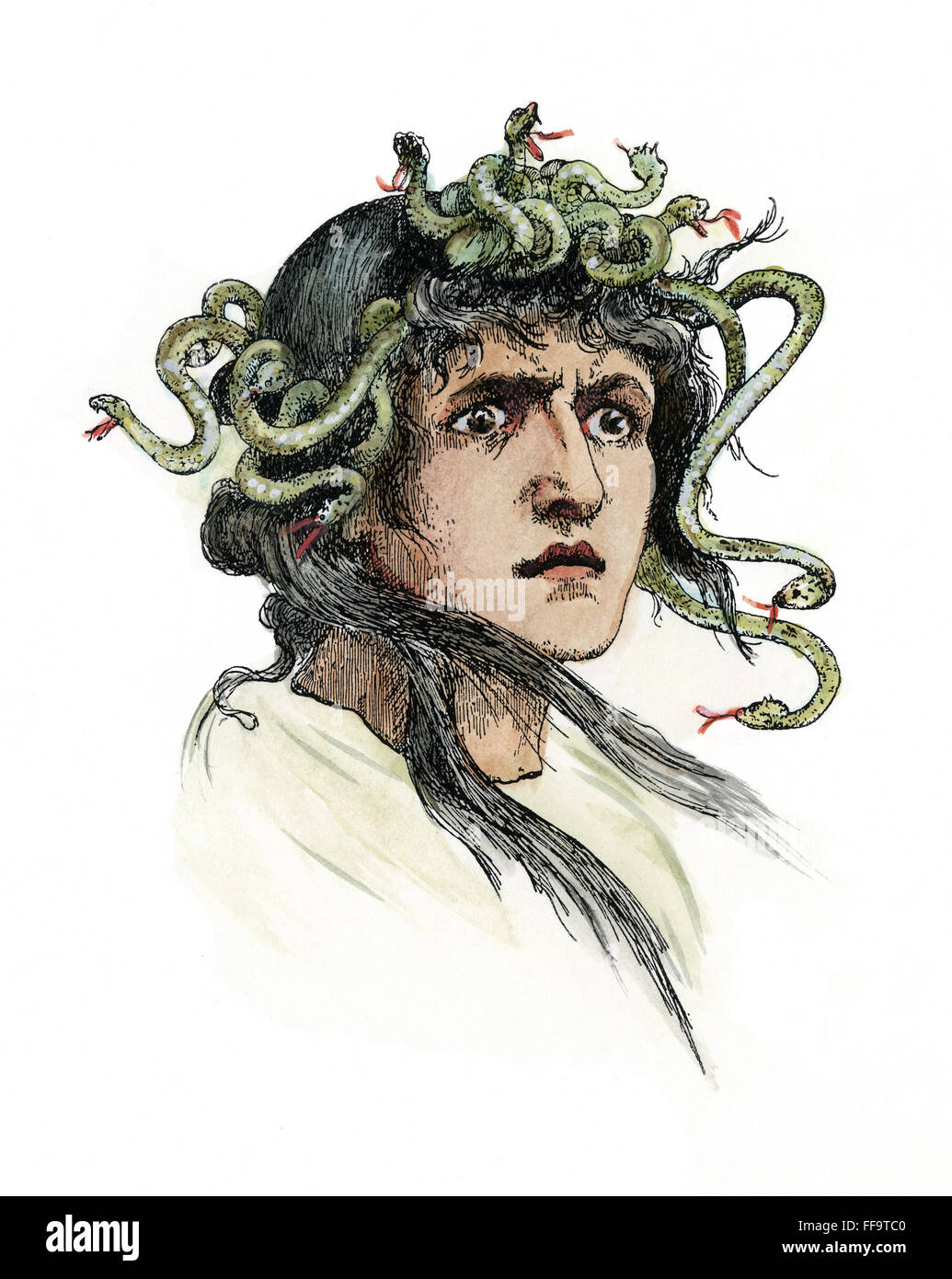 Mythologie : MEDUSA. /Nligne gravure, l'allemand, 19e siècle. Banque D'Images