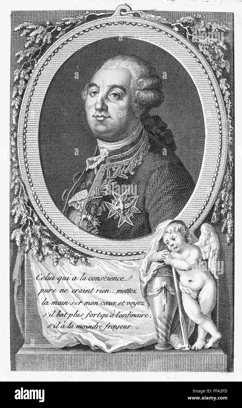 LOUIS XVI (1754-1793). /NKing de France, 1774-1792. Gravure en ligne, c1800. Banque D'Images