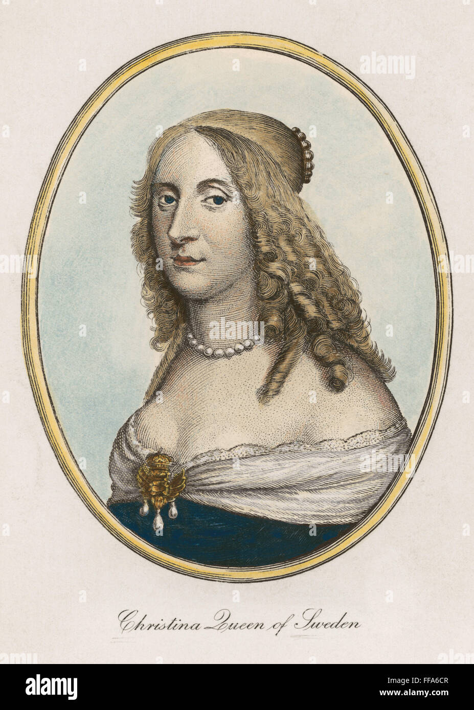 CHRISTINA (1626-1689). /NQueen de Suède 1632-1654. Gravure couleur, 19e siècle. Banque D'Images