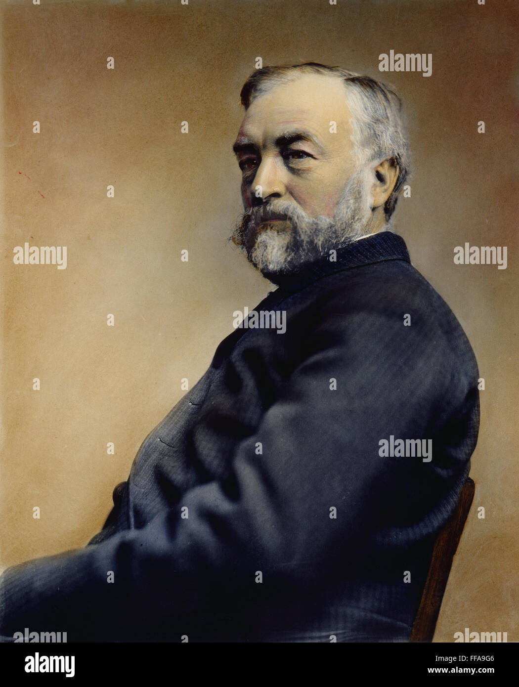 SAMUEL PIERPONT LANGLEY /n(1834-1906). L'astronome américain et pionnier de l'avion. Huile à une photographie, c1894. Banque D'Images