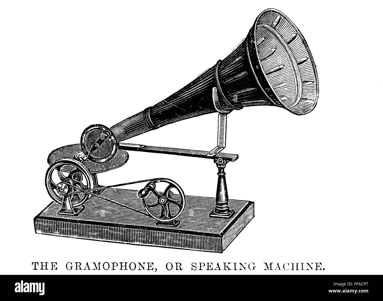 Gramophone Gravuur Vern Bois Rond Mécanique Instruments de Musique Technique & 