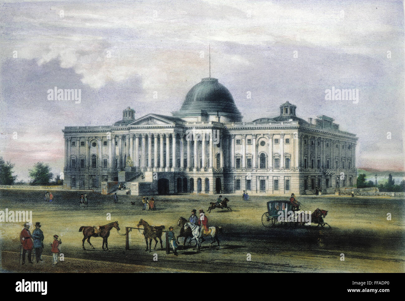 CAPITOL, WASHINGTON, D.C., lithographie nColored /1848, après août Kollner. Banque D'Images