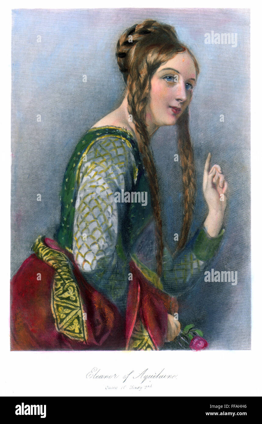 Aliénor d'AQUITAINE /n(1122 ?-1204). Reine de Louis VII de France et Henri II d'Angleterre. Gravure sur acier, 19e siècle. Banque D'Images