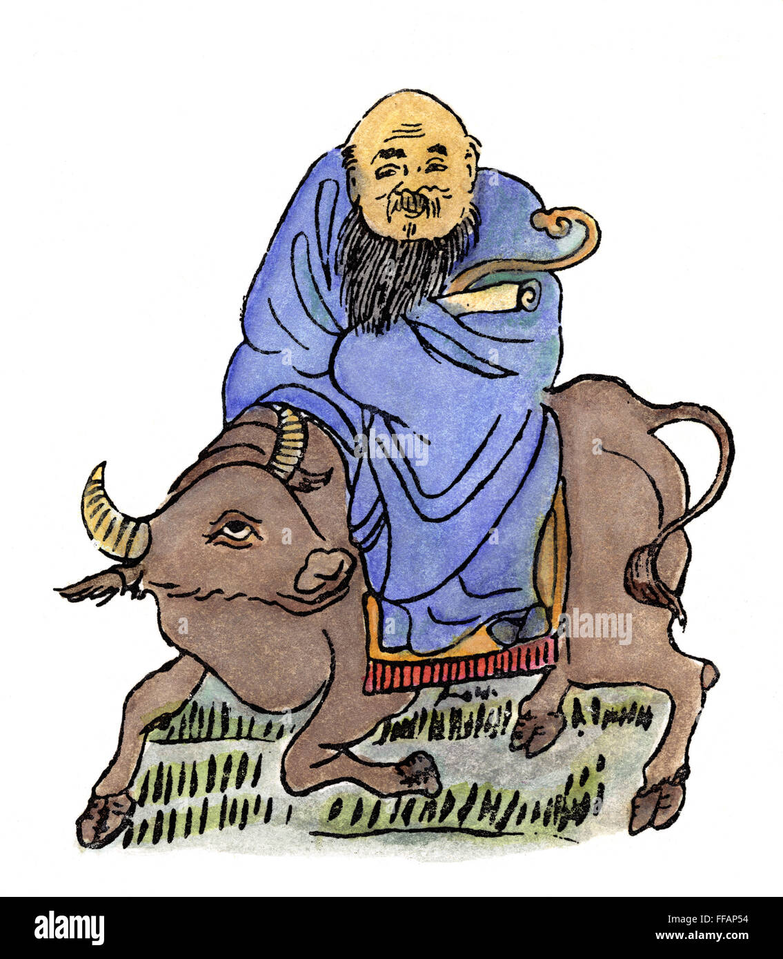 LAO-tseu (c604-531 B.C.). /NChinese philosophe et fondateur du Taoïsme. Le schéma. Banque D'Images