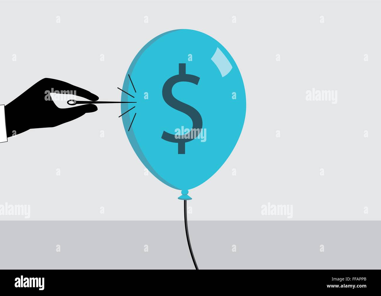 Crise financière et inflation monnaie concept. Vector illustration de part et d'éclatement de l'aiguille une bulle ou un ballon Illustration de Vecteur