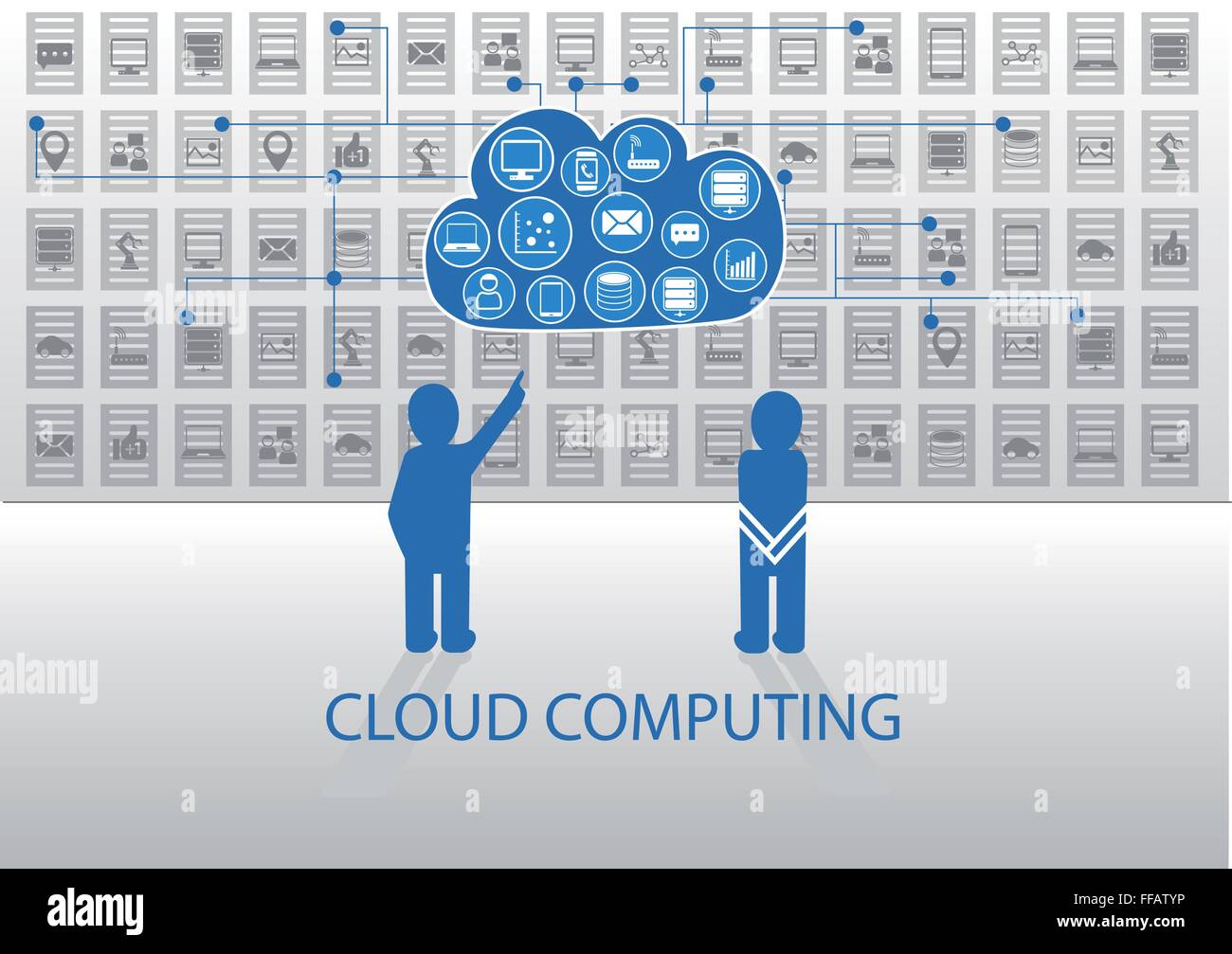 Vector illustration de personnes l'icône en face de l'informatique en nuage Illustration de Vecteur