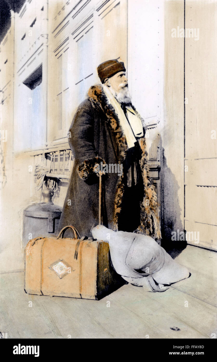 IMMIGRANT RUSSE, 1900. /NA immigrant russe nouvellement arrivés dans la ville de New York : l'huile à une photographie, 1900, par R. F. Turnbull. Banque D'Images