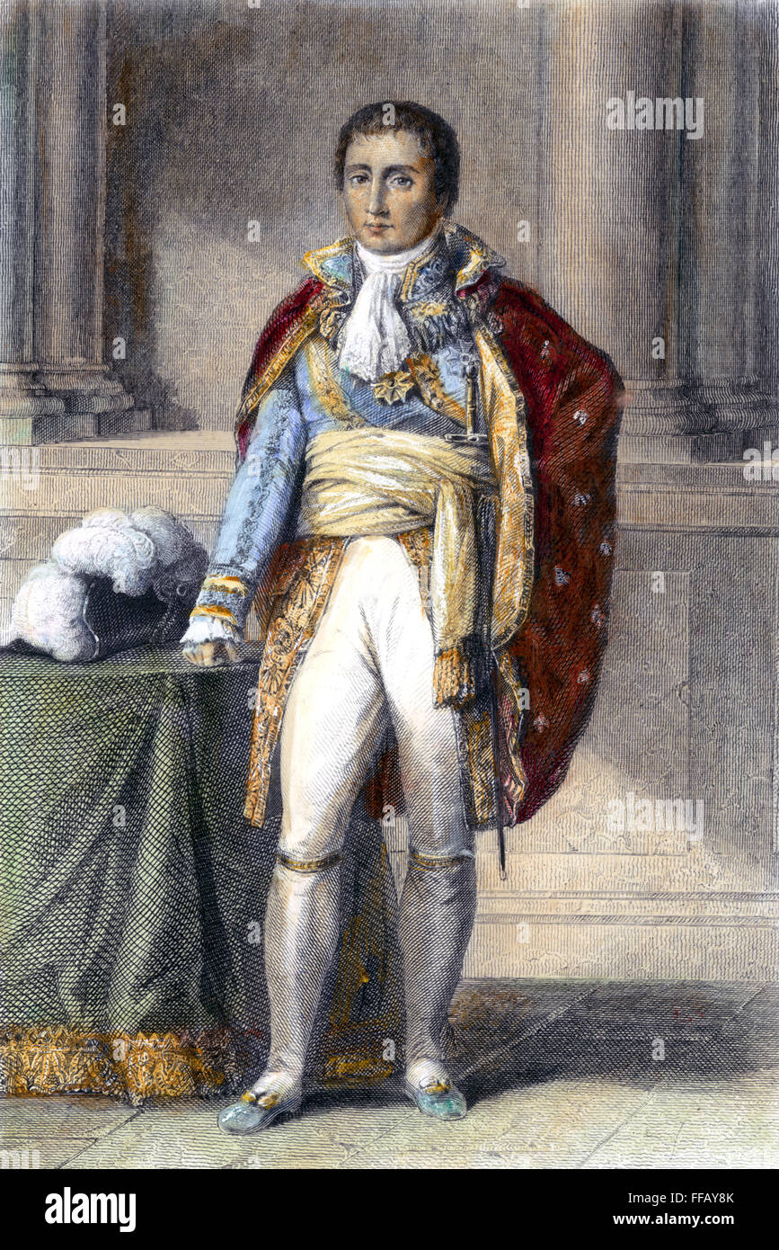 JOSEPH BONAPARTE (1768-1844). /NKing de Naples, 1806-1808, et de l'Espagne, 1808-1814, frère aîné de Napoléon Bonaparte. Gravure sur acier, 19e siècle. Banque D'Images