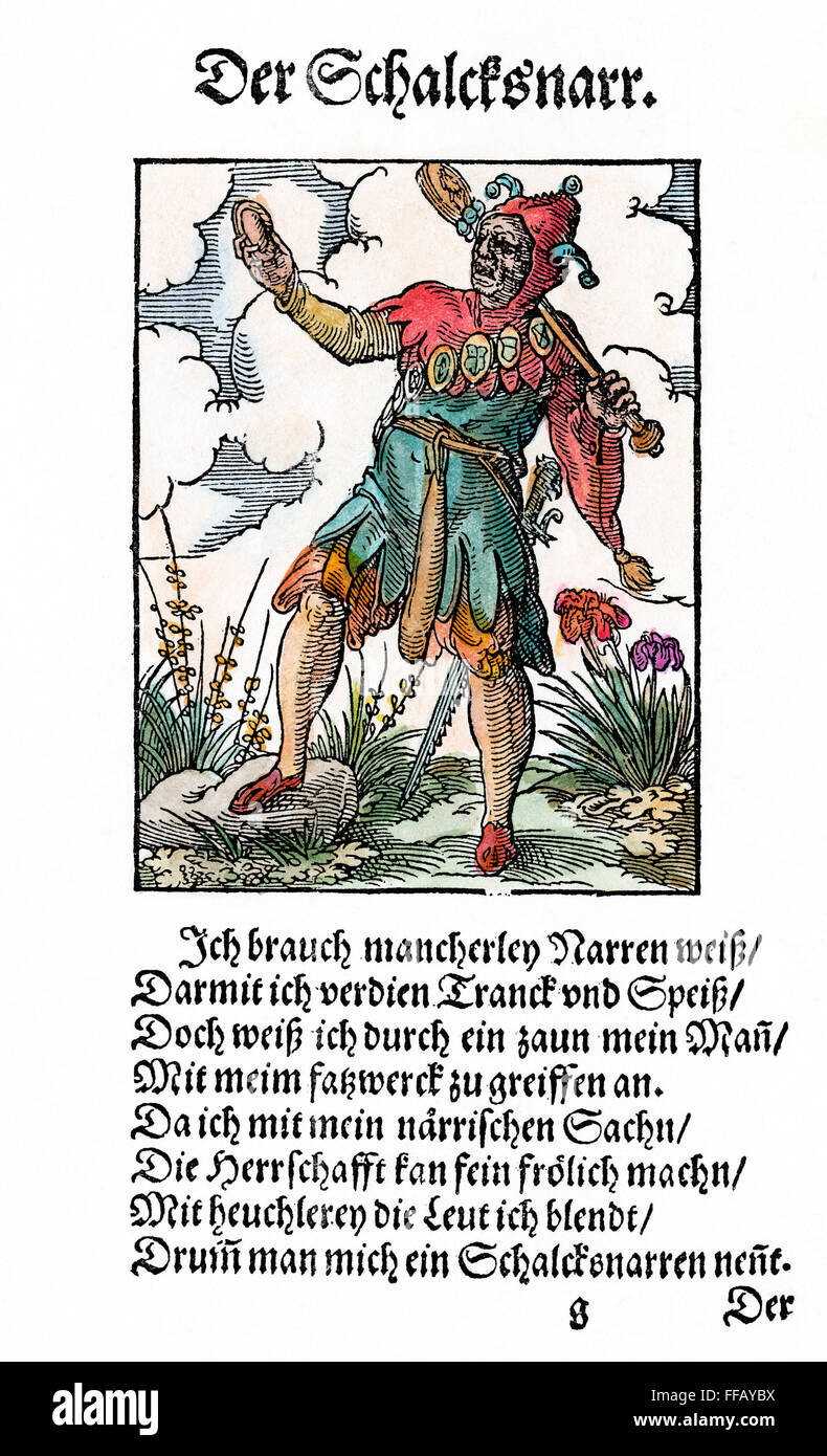JESTER, 1568. /NWoodcut, 1568, par Jost Amman. Banque D'Images