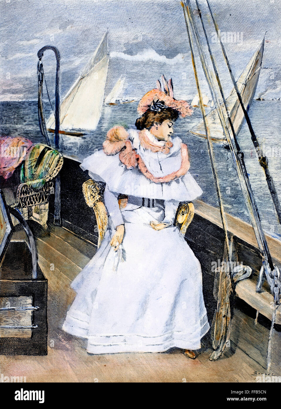 YACHTING COSTUME, 1894. /NA yachting costume à partir de valeur, Paris. La gravure sur bois, cuisine américaine, 1894. Banque D'Images