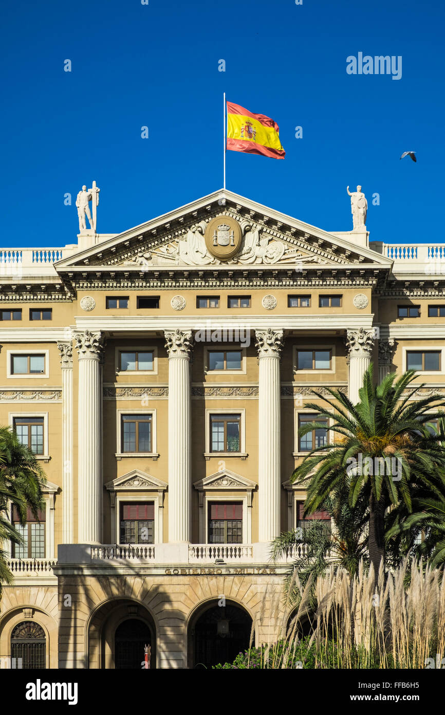 Bâtiment militaire à Barcelone, Catalogne, Espagne Banque D'Images