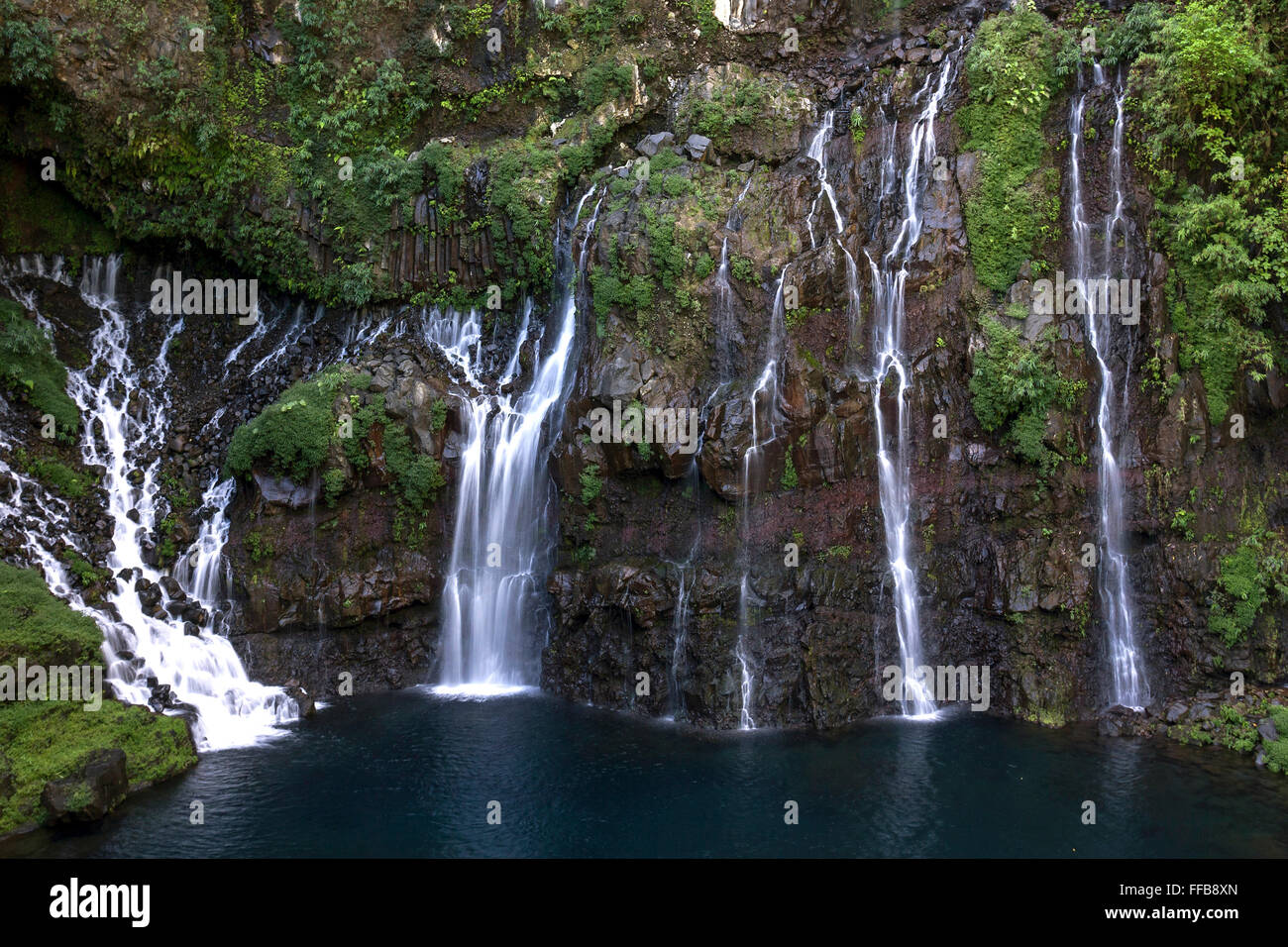 Chutes d'eau, de la cascade de Grand Galet, Grand Ravine, Réunion Banque D'Images