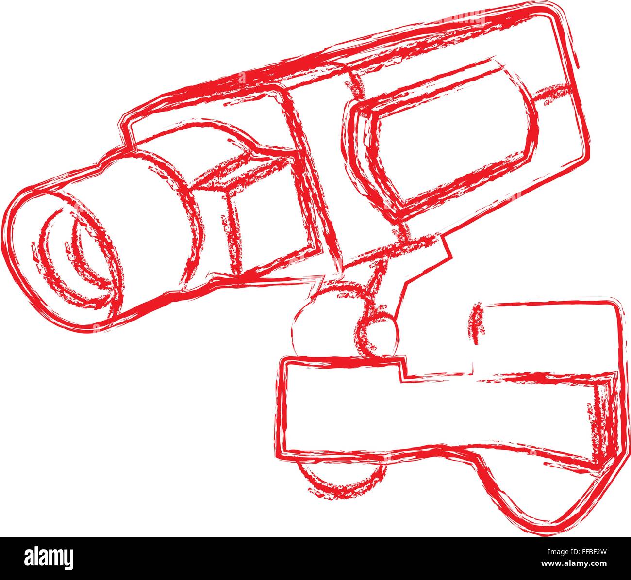 Le rouge et le blanc Caméra de Surveillance (CCTV) Panneau d'avertissement. Vector illustration Illustration de Vecteur