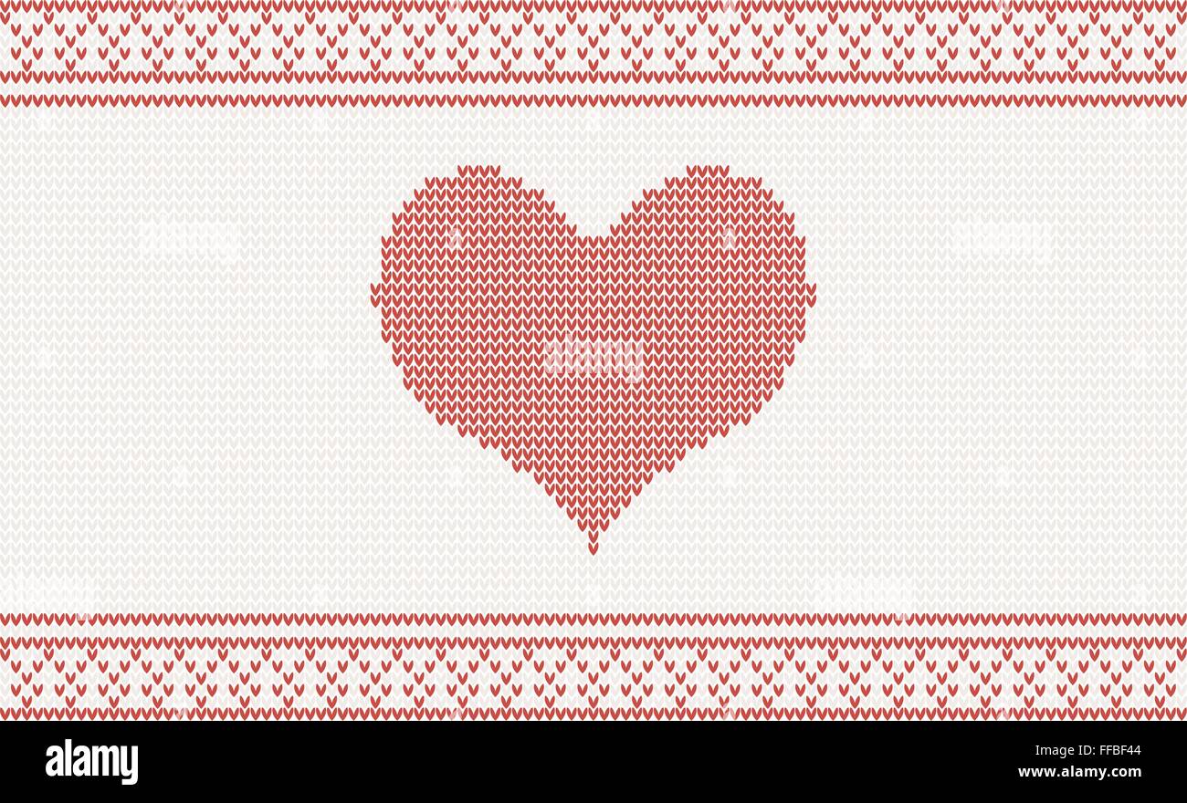 Modèle vecteur tricotés avec cœur rouge Illustration de Vecteur