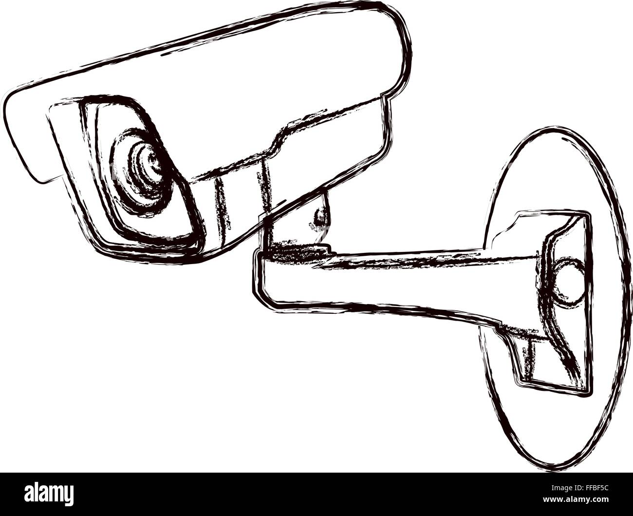 Caméra de surveillance CCTV (blanc) Panneau d'avertissement Illustration de Vecteur