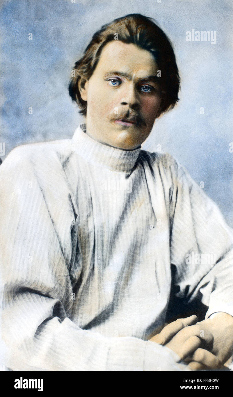 Maxime Gorki (1868-1936). /NRussian auteur. Huile à une photographie, c1900. Banque D'Images