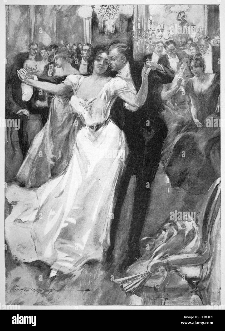 Bal de la société, c1900. /NIllustration par Hal Hurst (1865-1938). Banque D'Images
