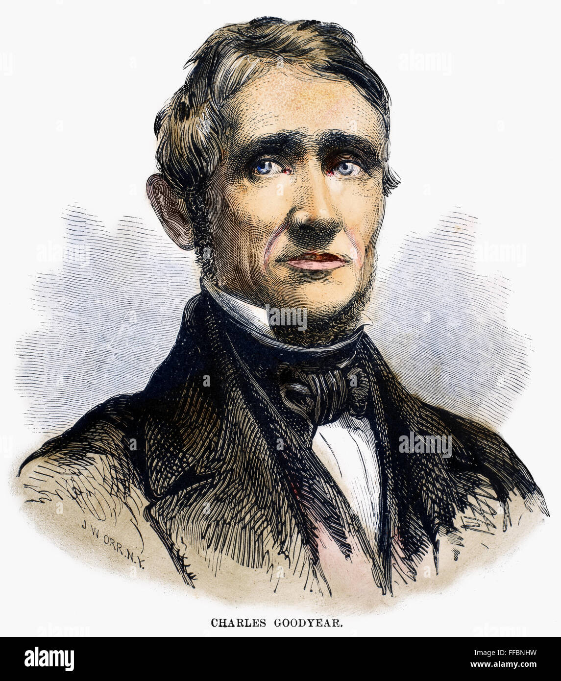 CHARLES GOODYEAR /n(1800-1860). L'inventeur américain. La gravure de ligne, 19e siècle. Banque D'Images