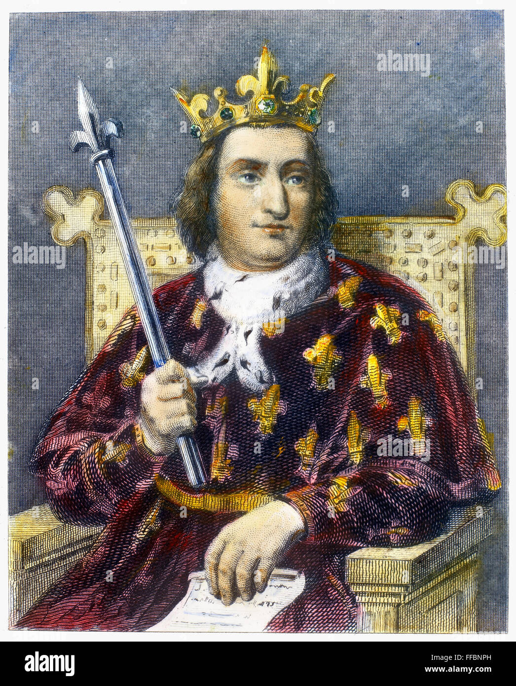 CHARLES V (1337-1380). /NKnown comme Charles le Sage. Roi de France, 1364-1380. Gravure sur acier, 19e siècle. Banque D'Images