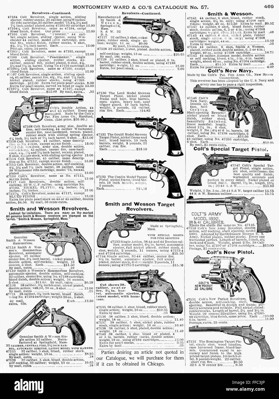REVOLVERS ET PISTOLETS, 1895. /Nmise en page d'un catalogue Montgomery