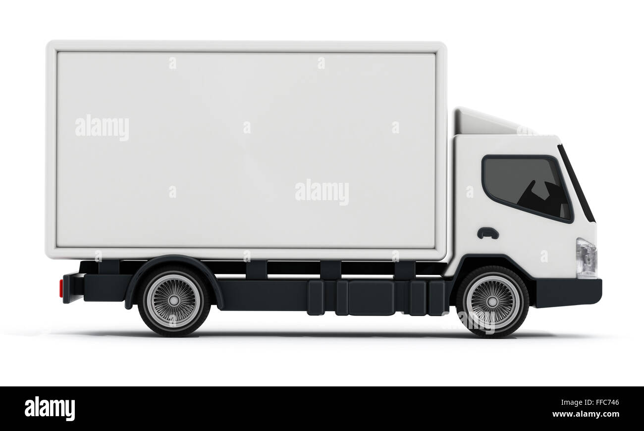 Blanc livraison camion ou van transport isolé sur fond blanc Banque D'Images