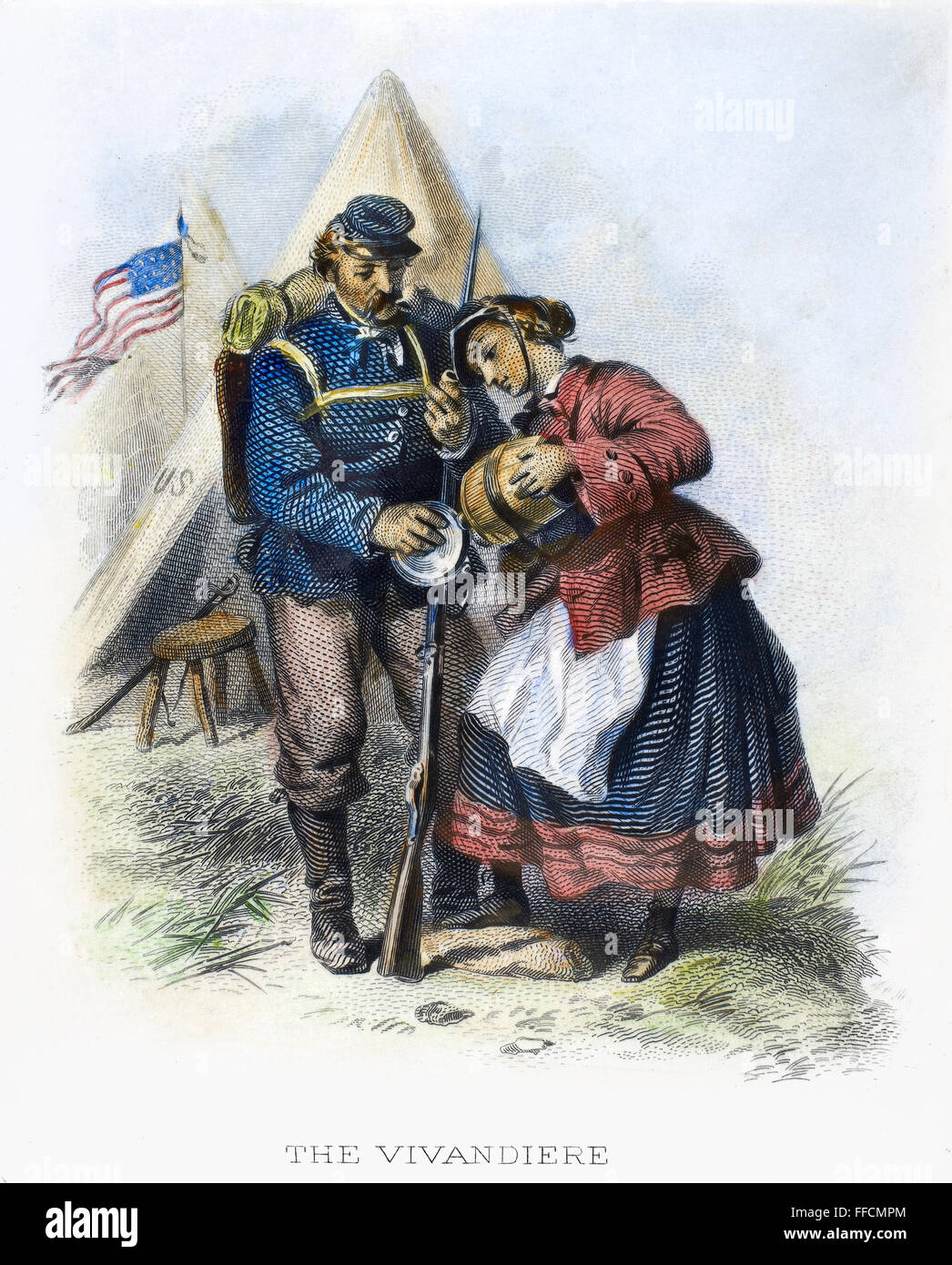 Guerre civile : Soldat de l'Union. /N'Til Vivanderie." gravure sur acier, American, 19e siècle. Banque D'Images