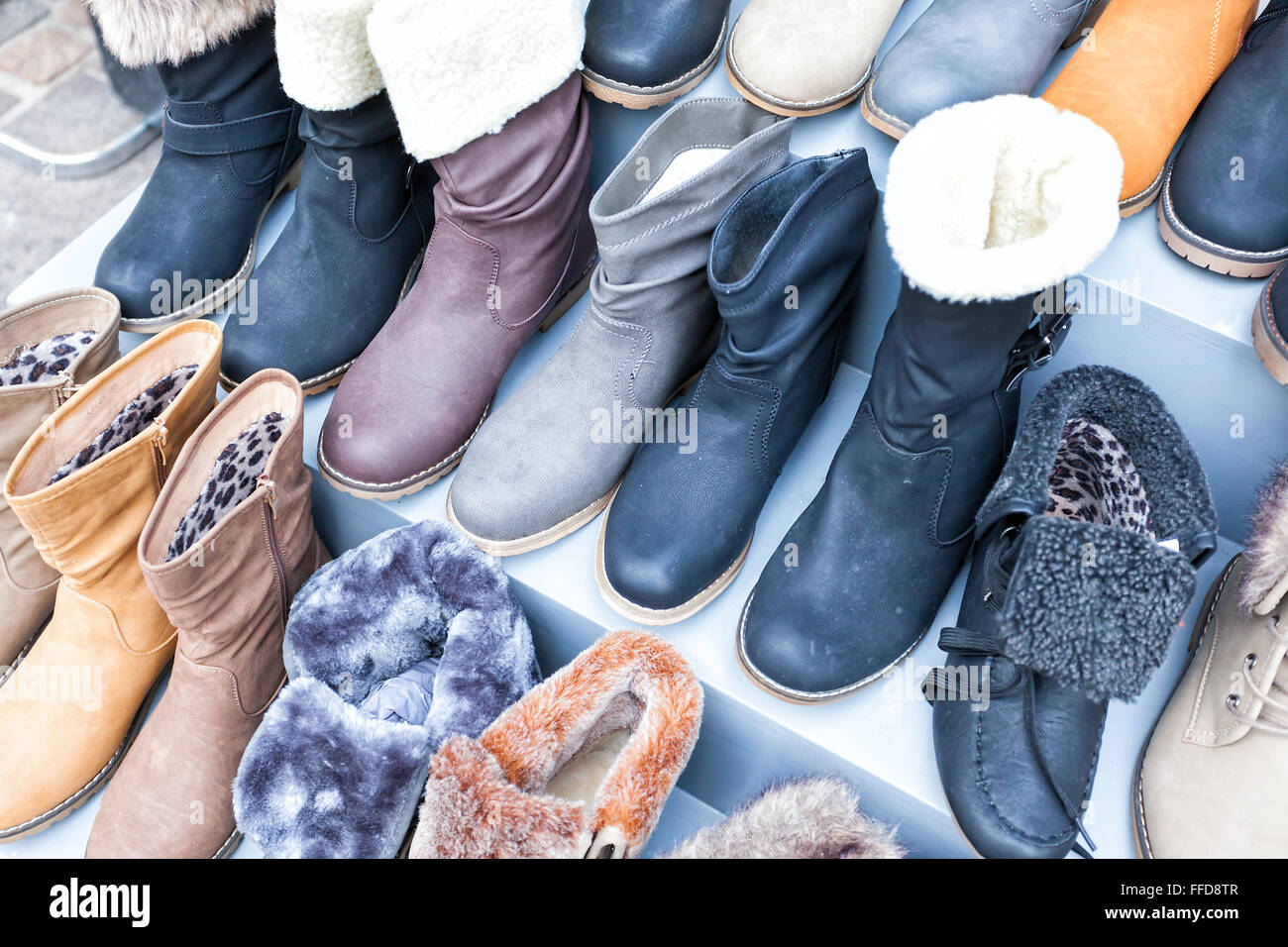 Bottes en cuir pour dames Banque D'Images