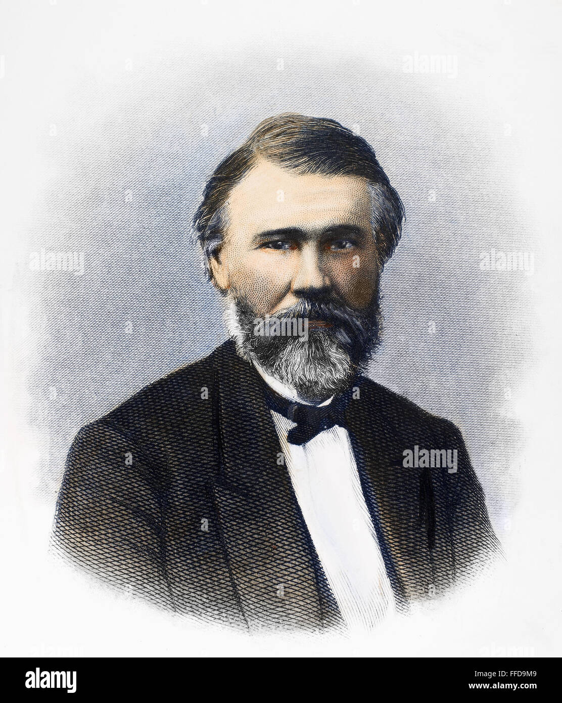 RICHARD JORDAN GATLING /n(1818-1903). L'inventeur américain. Gravure sur acier, fin du xixe siècle. Banque D'Images