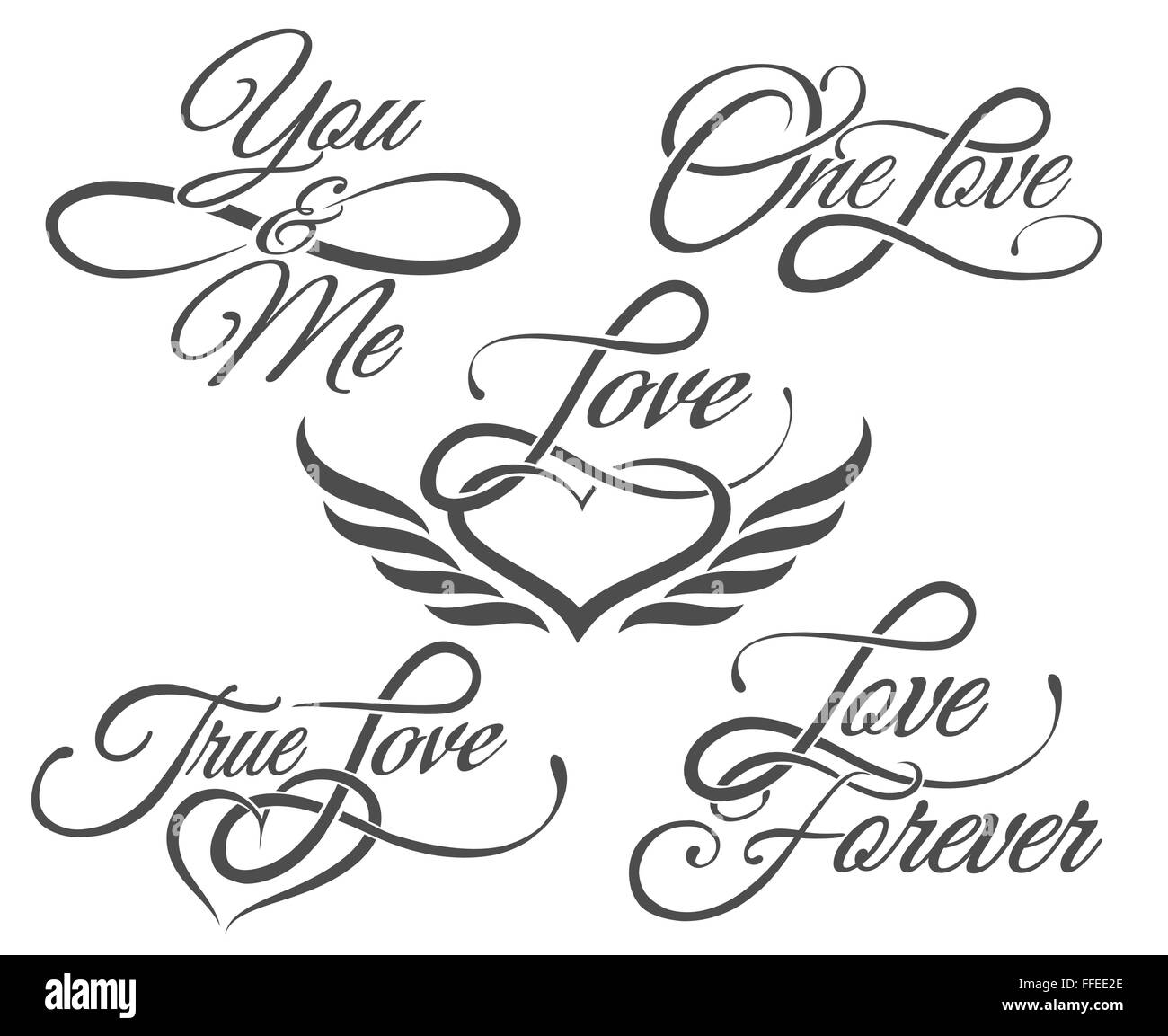Tatouage Lettre B Avec Coeur Typographic tattoo Banque d'images vectorielles - Alamy