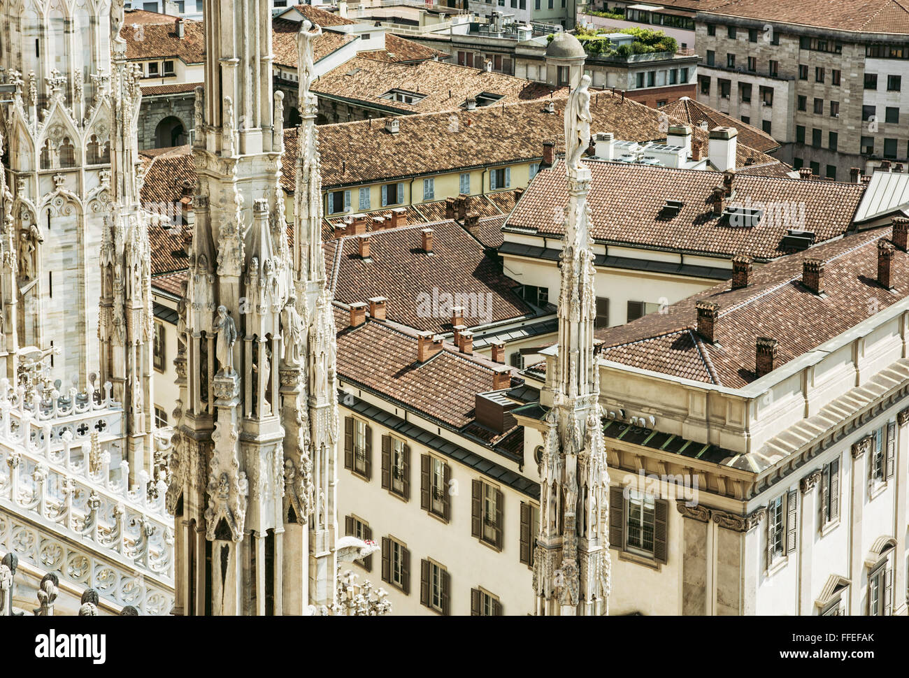Vue de la ville de la cathédrale du Duomo de Milan, Italie. Destination de voyage. L'art religieux. Banque D'Images