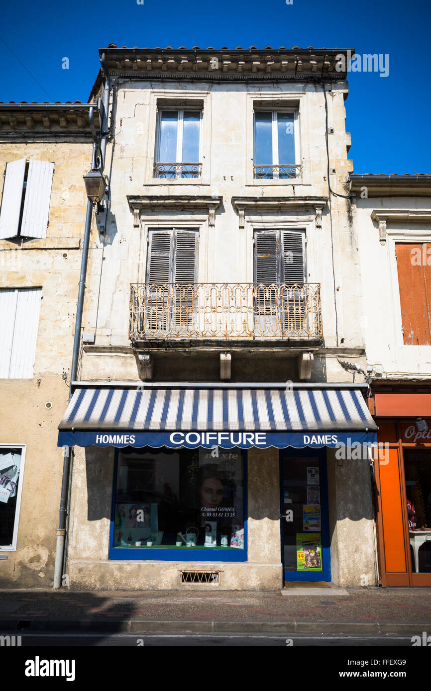 Coiffeurs pour hommes et femmes à Mussidan, Dordogne, Aquitaine, France Banque D'Images