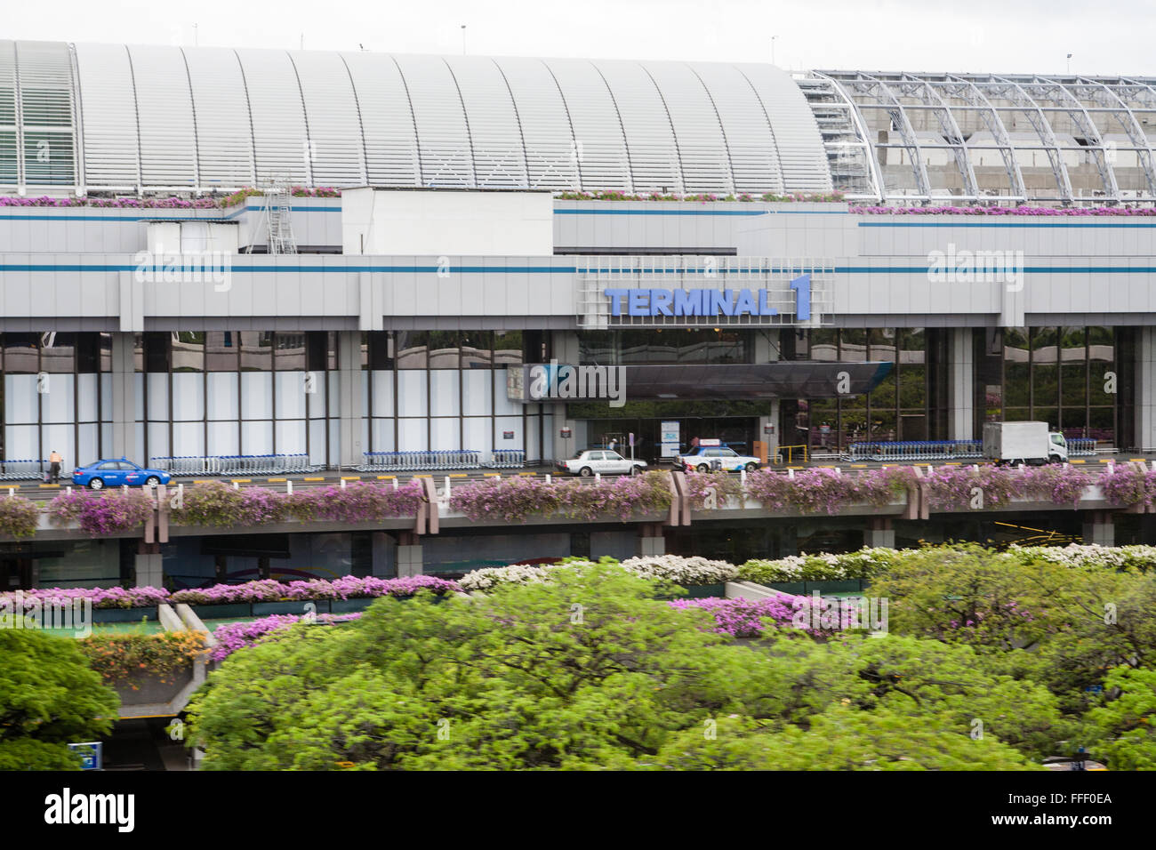 Le Terminal 1 de l'aéroport Changi de Singapour, Banque D'Images