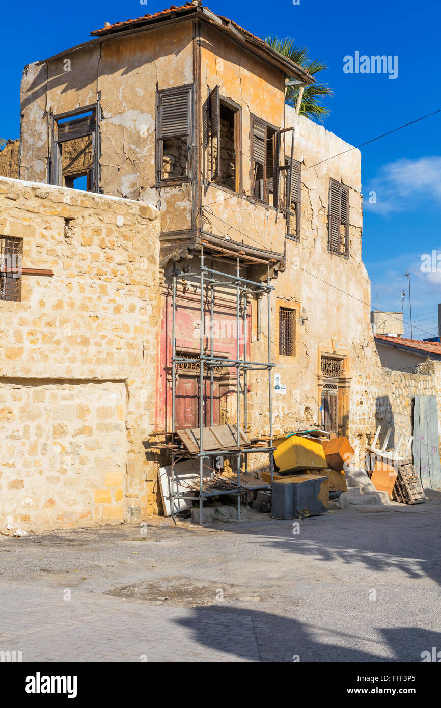 Vieille maison, rue de la vieille ville, le nord de Nicosie, Chypre du Nord Banque D'Images