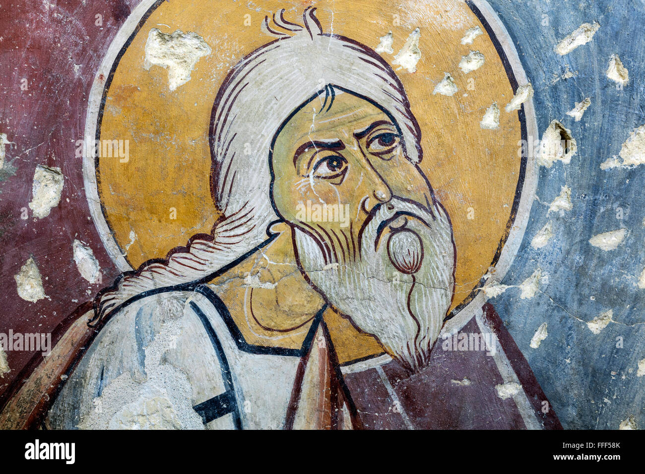 Fresque de Saint Antoine, l'église Byzantine, Chypre Goulas Traditional Banque D'Images