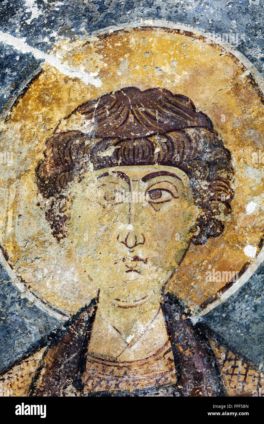 Fresque de Saint Antoine, l'église Byzantine, Chypre Goulas Traditional Banque D'Images