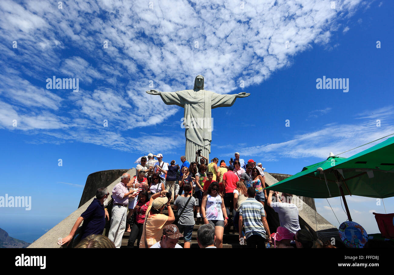 La statue du Christ Rédempteur au sommet du Corcovado, Rio de Janeiro, Brésil Banque D'Images