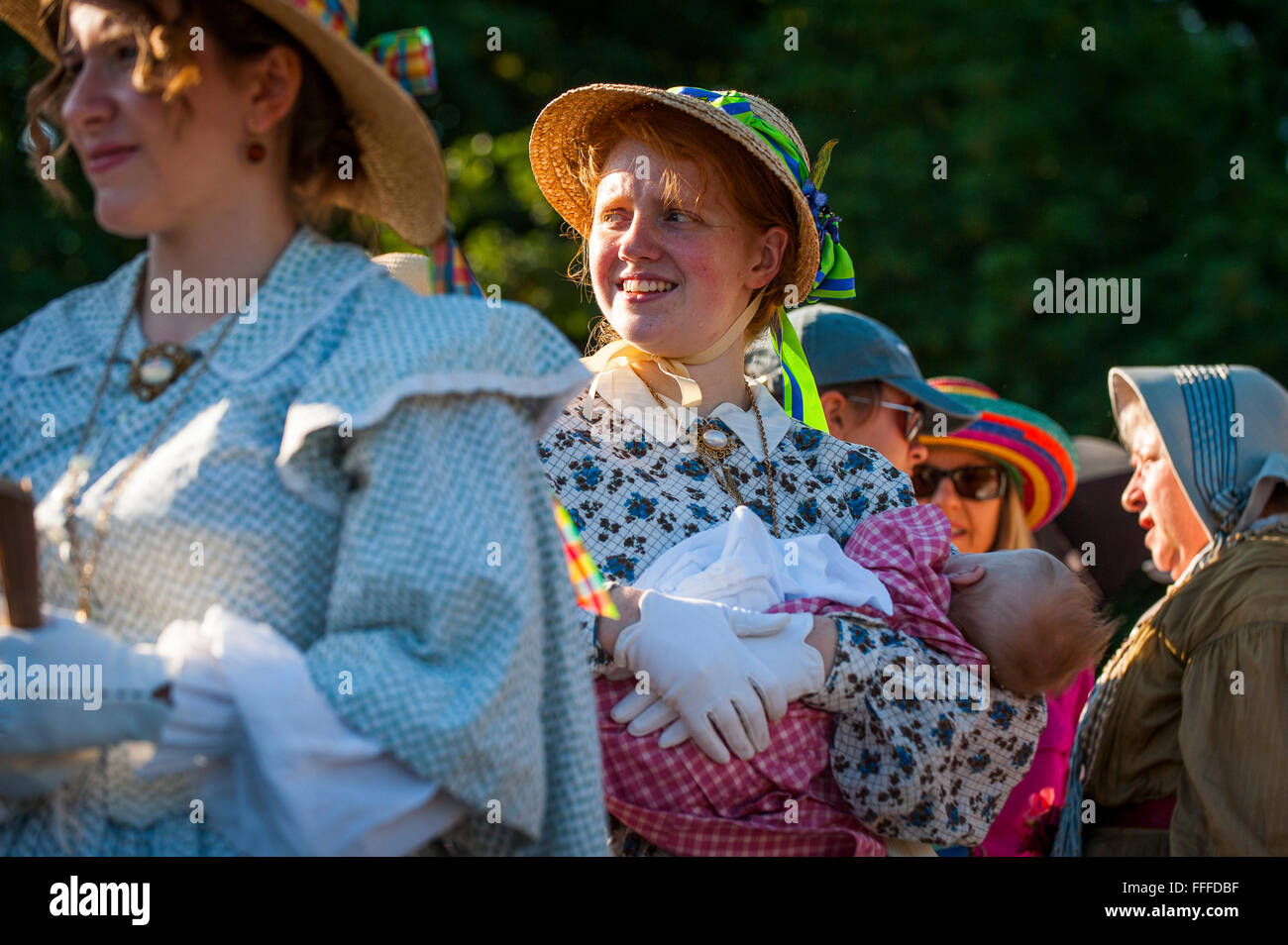 Reconstitueurs Baseball recréer une ancienne, début du xxe siècle d'un match de baseball à Fort Vancouver, Washington Banque D'Images