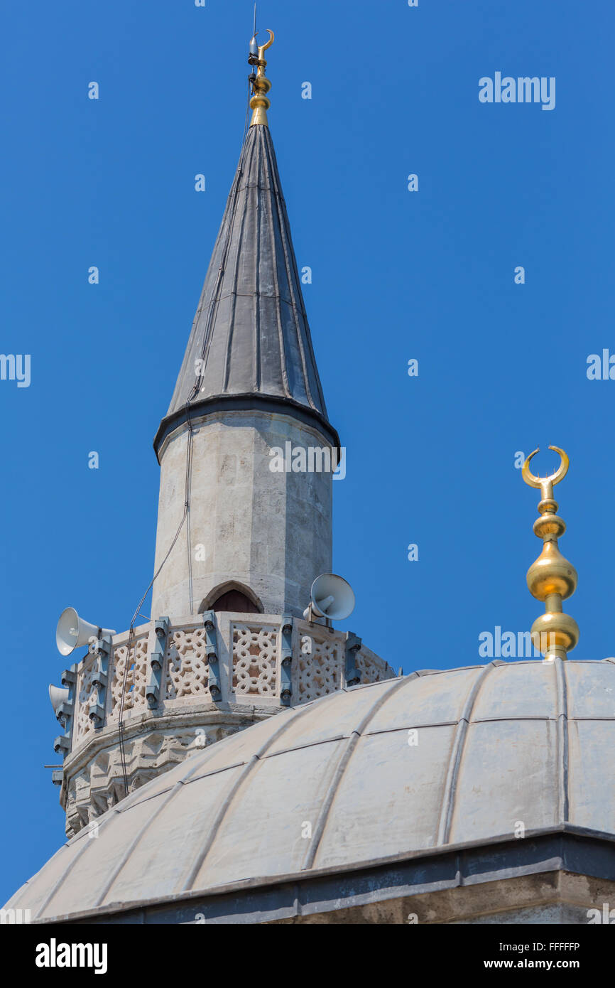 Minaret de la mosquée bleue, Istanbul, Turquie Banque D'Images