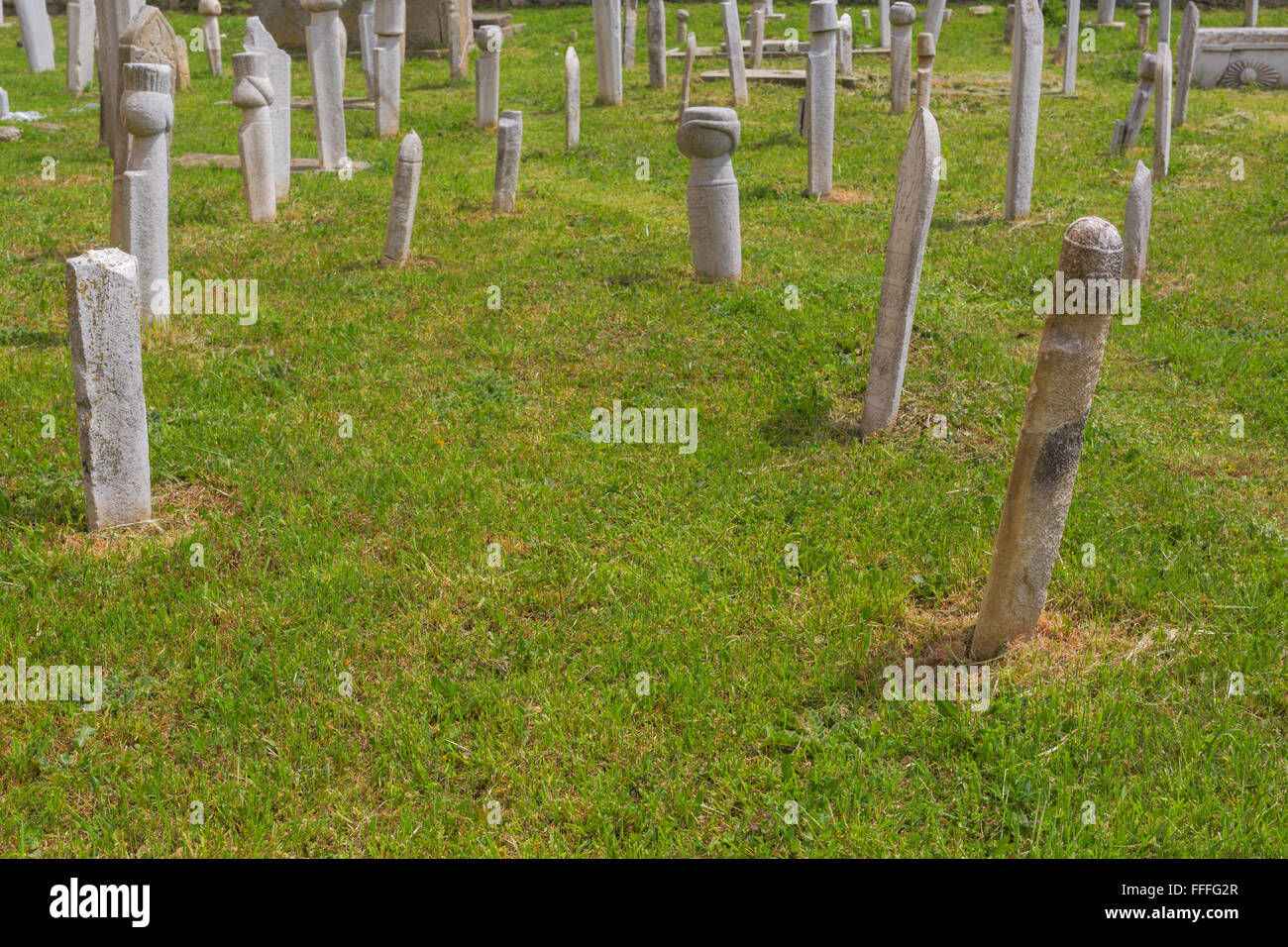 Vieux cimetière près de la mosquée Muradiye, Edirne, la Province d'Edirne, Turquie Banque D'Images