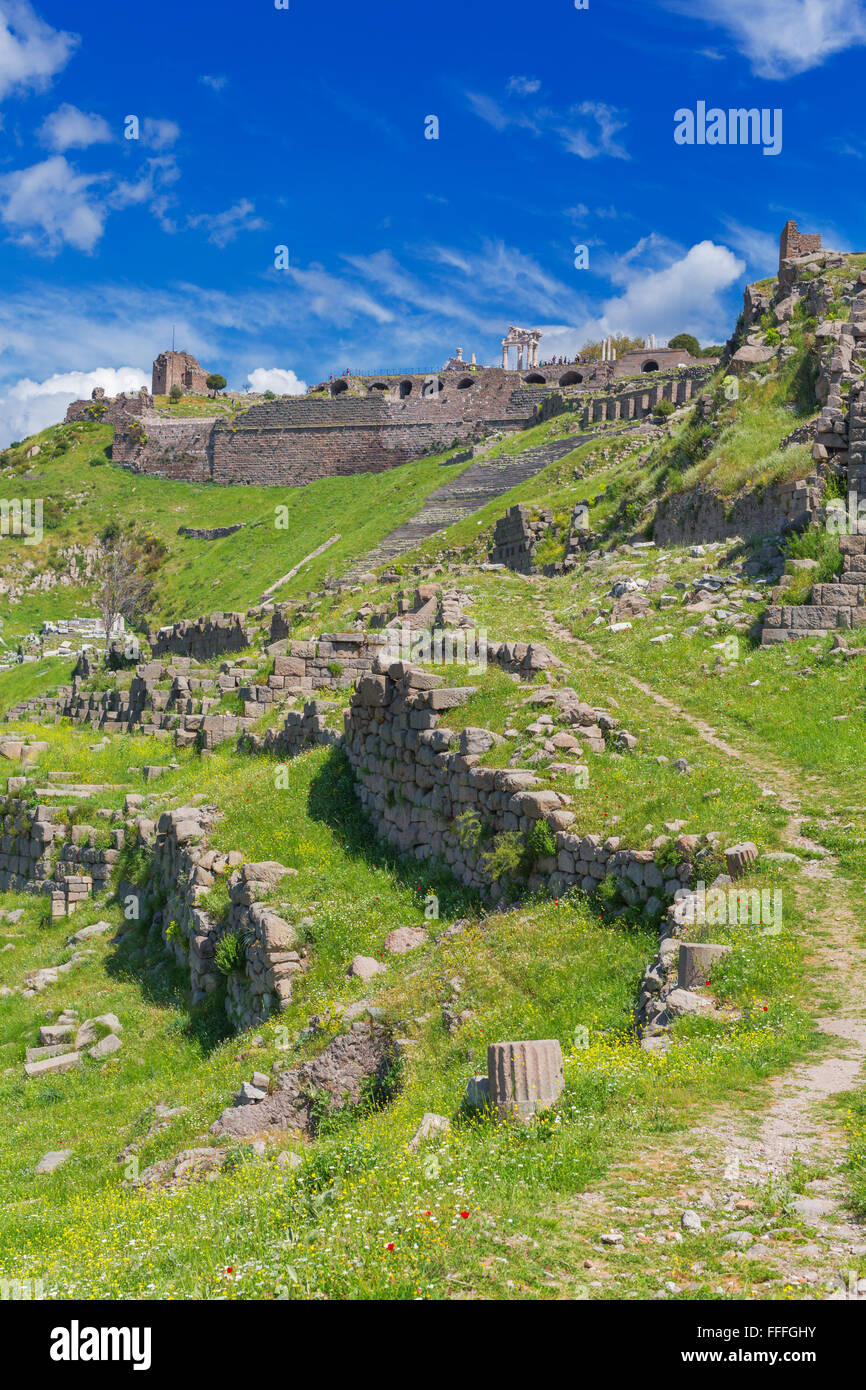 Ruines de Pergame, Bergama, Province d'Izmir, Turquie Banque D'Images