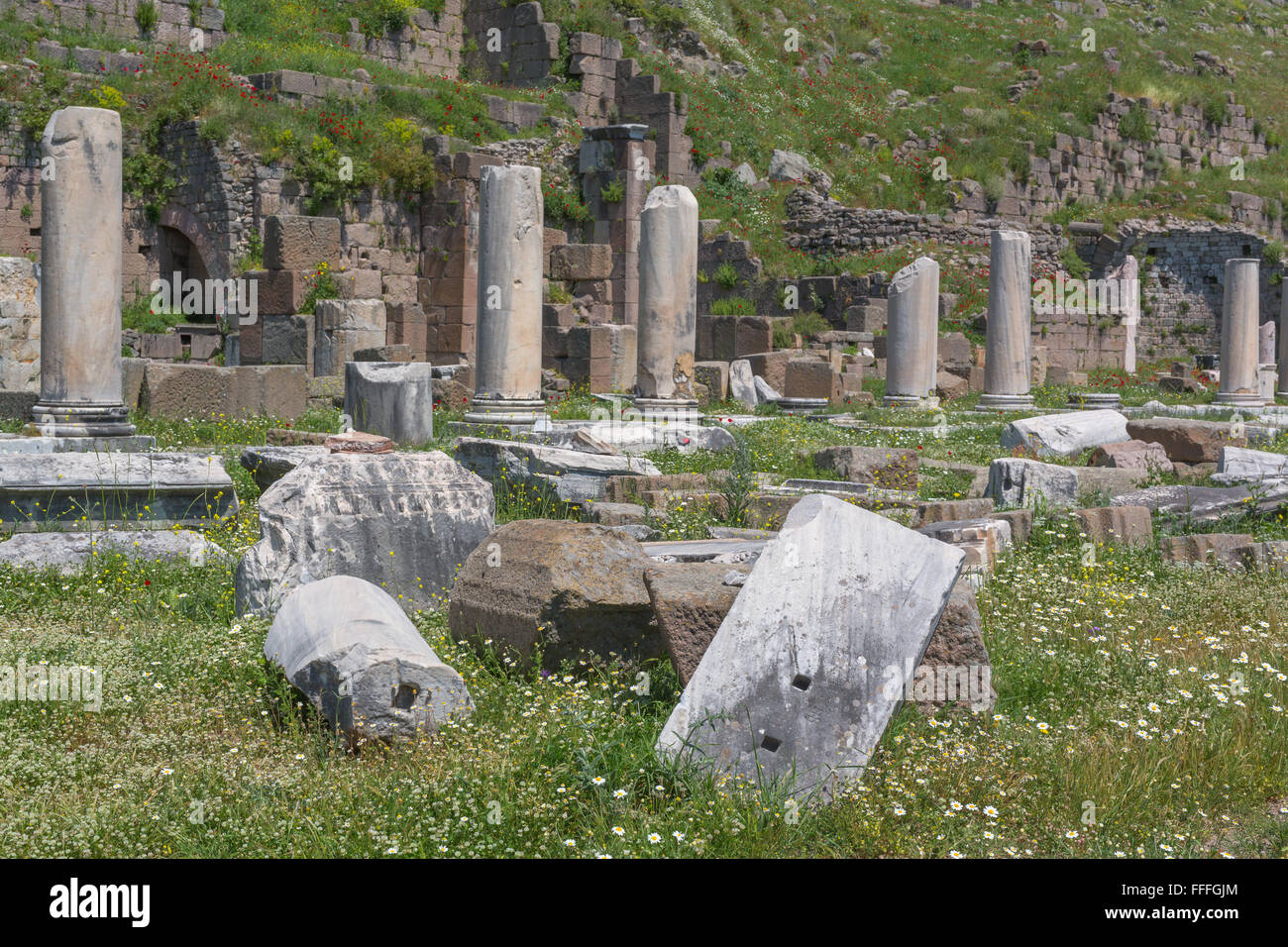 Ruines de Pergame, Bergama, Province d'Izmir, Turquie Banque D'Images