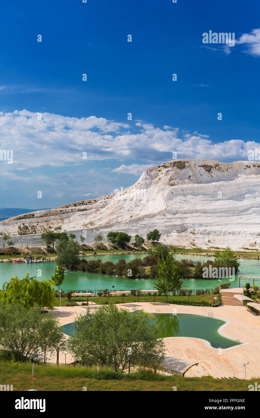 Terrasse en travertin, Pamukkale, Turquie, province de Denizli Banque D'Images