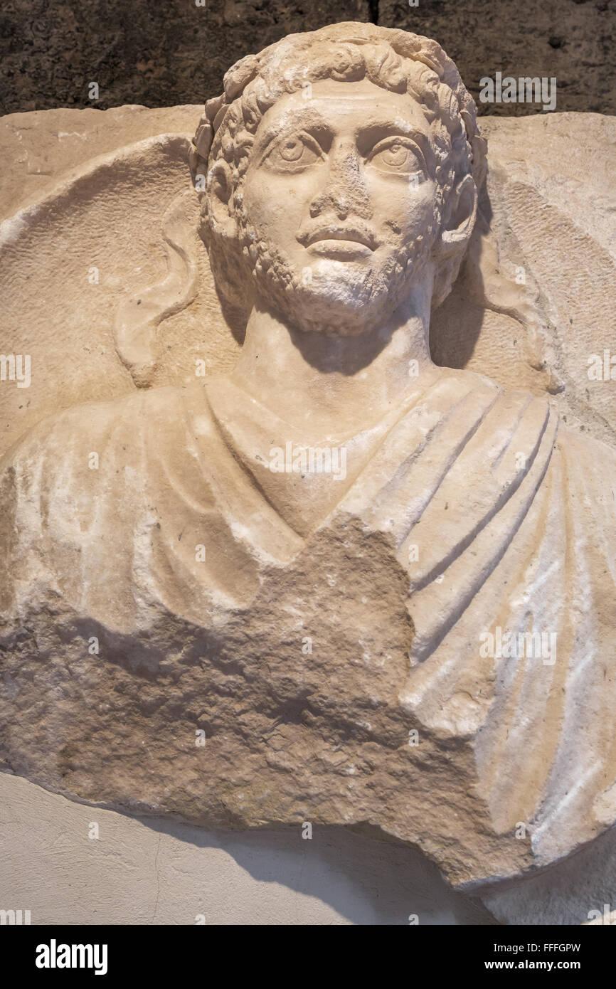 La sculpture hellénistique au musée d'archéologie, Pamukkale, Hiérapolis, province de Denizli, Turquie Banque D'Images